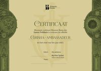 Een certificaat voor de Grisha-ambassadeurs, die helpen bij het promoten van de Grisha-boeken